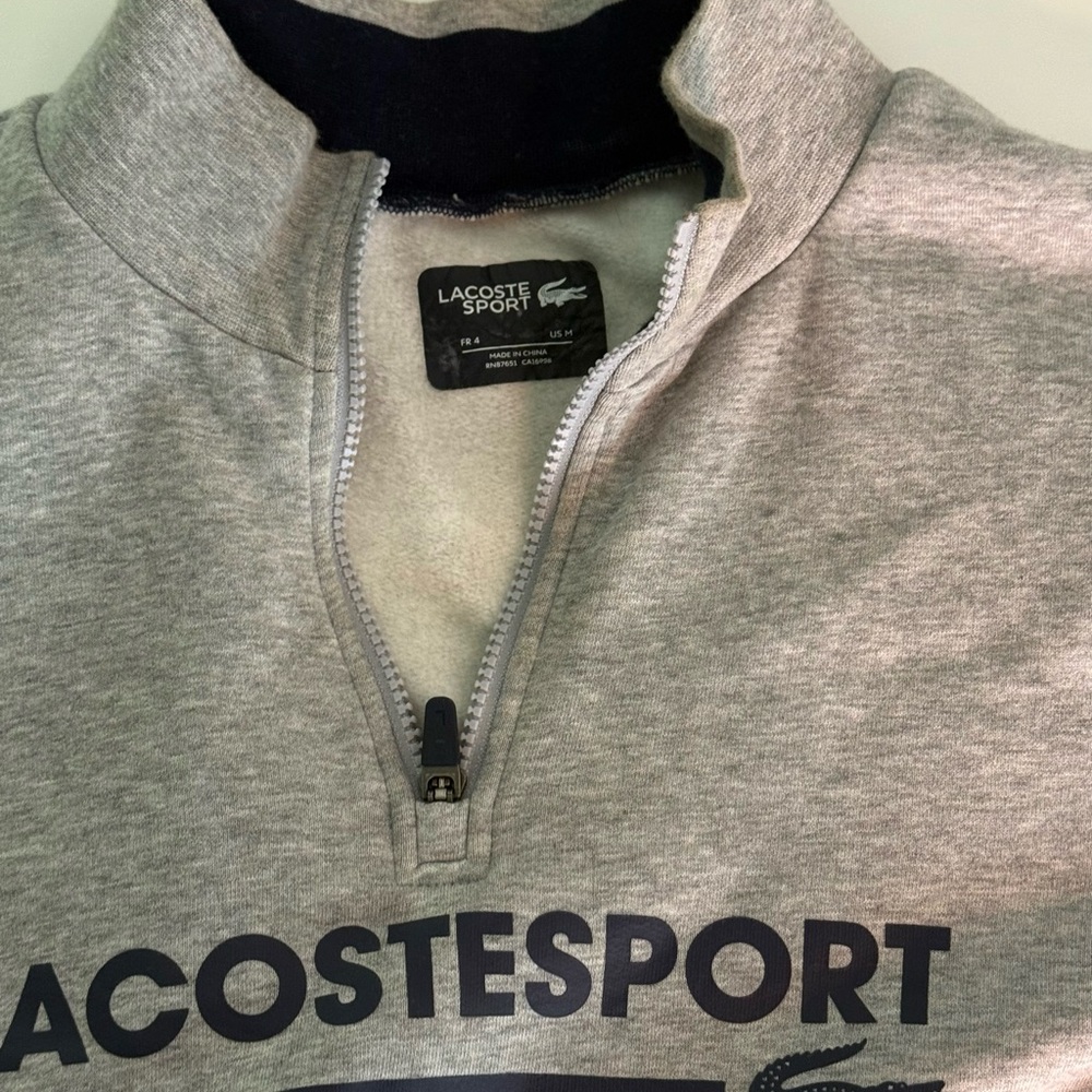 Lacoste Sport Heather Gray Quarter-Zip Pullover - Picture 6 of 7
